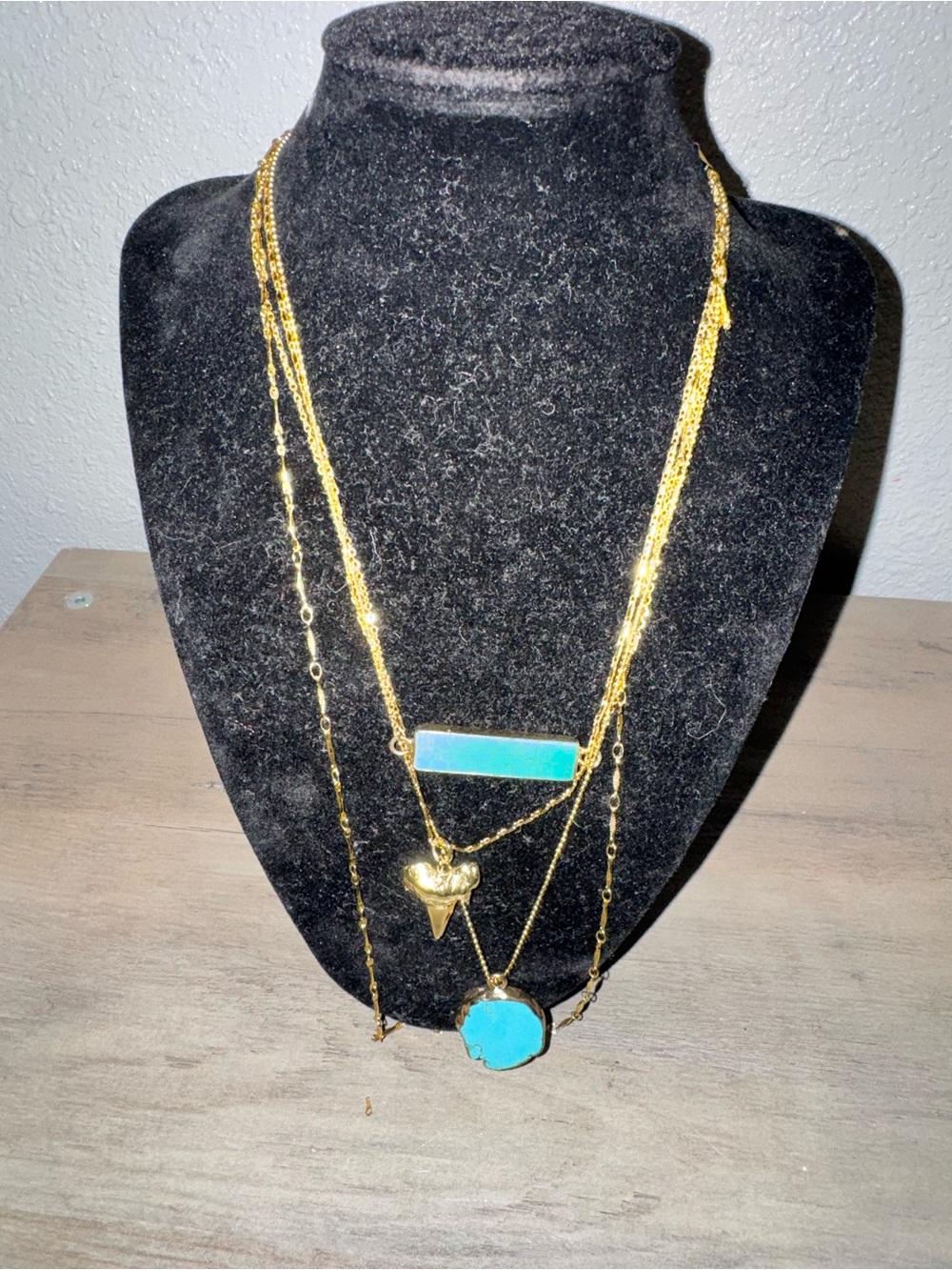 Victoria Emerson Gold-Tone Layered Necklace with Turquoise Accents